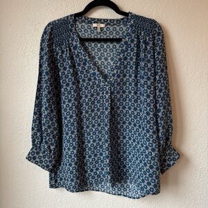 Joie Silk Elegant Blue Patterned Blouse